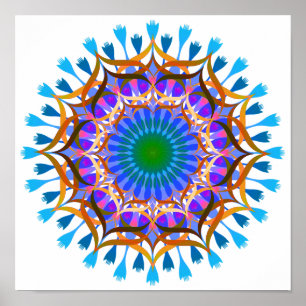 Pôster Mandala Damask Lotus Flower Art Elegante