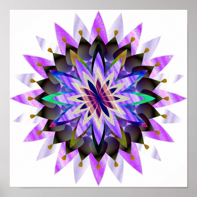 Poster Mandala Damask Lotus Flower Art Elegante (Frente)