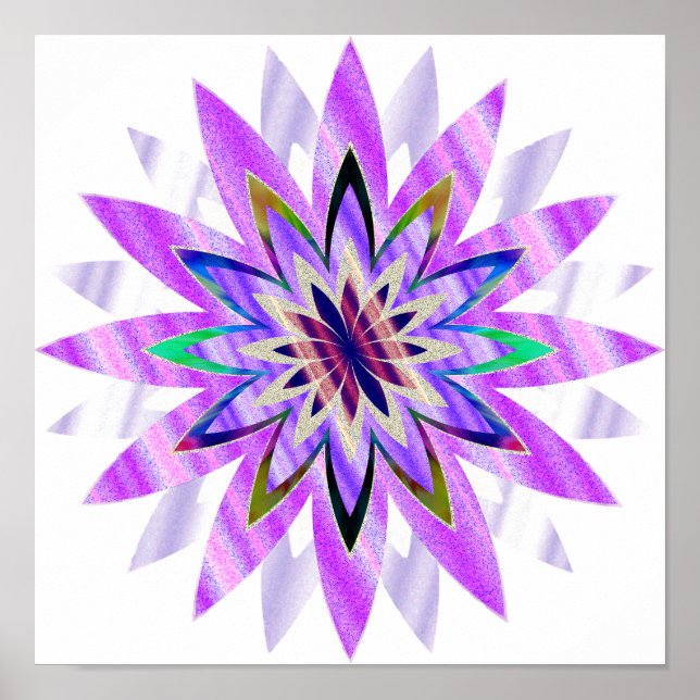 Pôster Mandala Damask Lotus Flower Art Elegante (Frente)