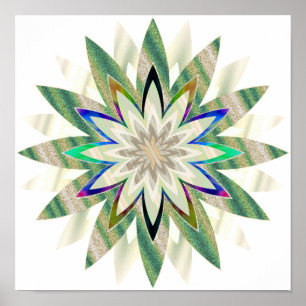 Pôster Mandala Damask Lotus Flower Art Elegante