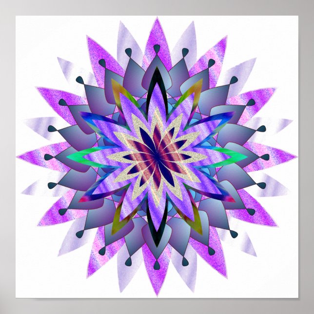 Poster Mandala Damask Lotus Flower Art Elegante (Frente)