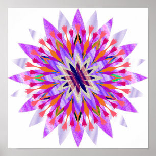 Pôster Mandala Damask Lotus Flower Art Elegante