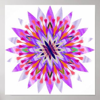 Pôster Mandala Damask Lotus Flower Art Elegante