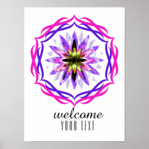 Pôster Mandala Damask Welcome Lotus Flower Art Elegante