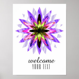 Poster Mandala Damask Welcome Lotus Flower Art Elegante