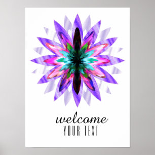 Pôster Mandala Damask Welcome Lotus Flower Art Elegante