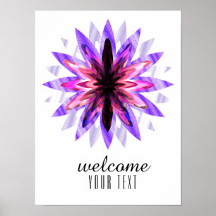 Pôster Mandala Damask Welcome Lotus Flower Art Elegante