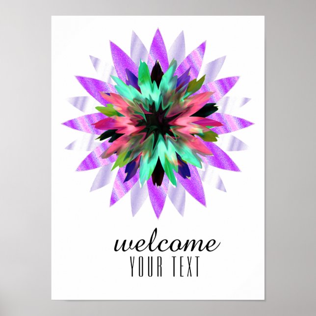 Pôster Mandala Damask Welcome Lotus Flower Art Elegante (Frente)