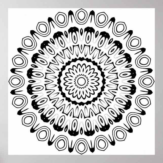 Poster Mandala de Anel de Contraste Ousado com Camadas de (Frente)