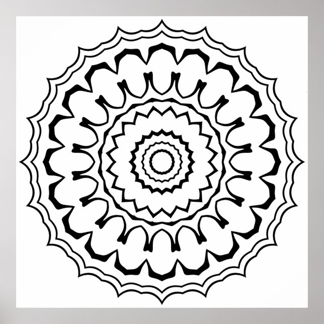 Poster Mandala de Anel Escalonado Ousado com Ondas Sobrep (Frente)