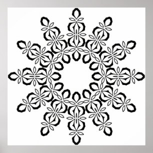 Poster Mandala de Centro Aberto com Motivo Floral Repetit