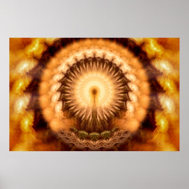 Poster Mandala de Emanação Divina Âmbar Dourado (Frente)