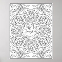 Mandala de Flor de Hibisco para Colorir Adulto