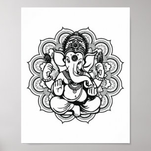 Poster Mandala de Ganesha Deus Hindu Hinduísmo Presente d