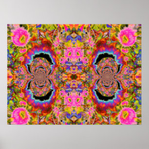 Poster Mandala de girassol abstrato surreal, diversão div