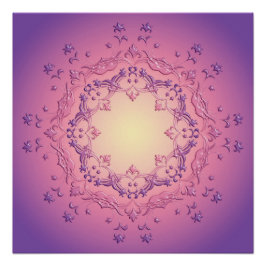 Pôster Mandala de gradiente floral étnico