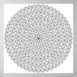 Poster Mandala de Laço Concêntrico Intrincado com Núcleo