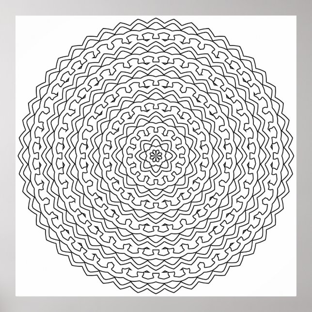 Poster Mandala de Laço Concêntrico Intrincado com Núcleo  (Frente)