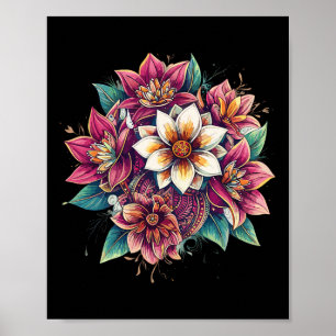 Poster Mandalá de Lótus Boho Floral Yoga Meditação Zen
