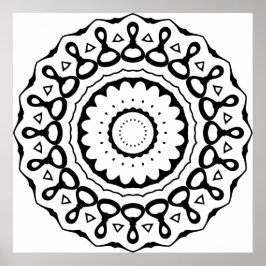 Poster Mandala de Motivo de Laço em Negrito com Bordas Re