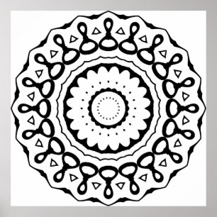 Poster Mandala de Motivo de Laço em Negrito com Bordas Re