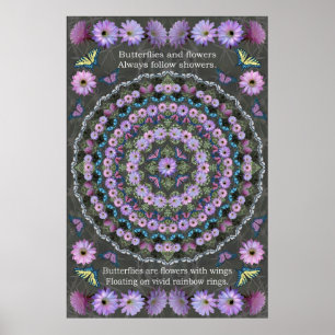 Pôster Mandala de Nightblooming com borboletas