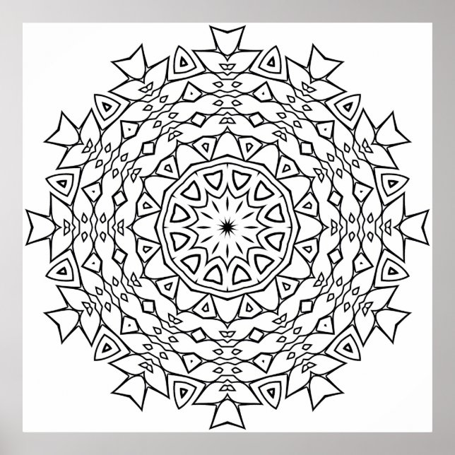 Poster Mandala de Núcleo Estelar com Geometria Tribal Ang (Frente)