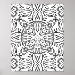 Poster Mandalá de Onda Chevron Camada com Acentos de Diam