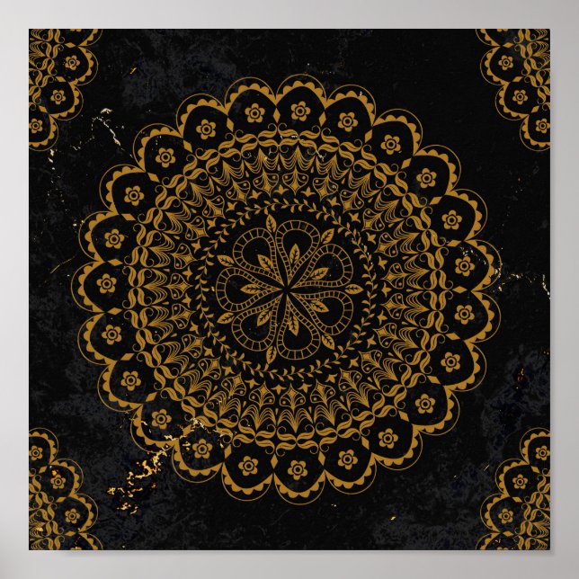 Poster Mandala de ouro preto (Frente)