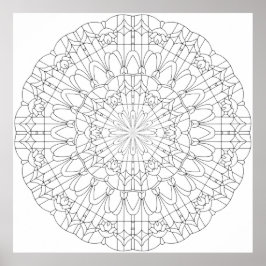 Poster Mandala de Pétala de Treliça Ornamentada com Geome