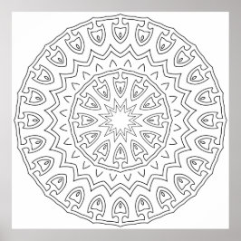 Poster Mandalá de Pétala Tribal Radiante com Núcleo de Es