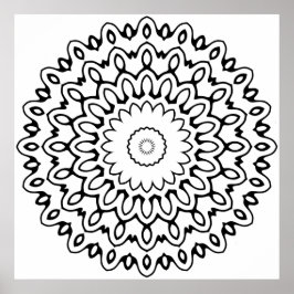 Poster Mandala de Pétalas Onduladas e Negritas com Laços
