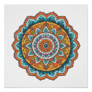 Pôster mandala de várias cores