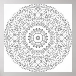 Poster Mandalá de Videira Floral Ornamentada com Anéis So