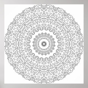 Poster Mandalá de Videira Floral Ornamentada com Anéis So