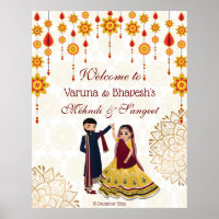 Mandala decor dançando casal indiano mehndi sangee