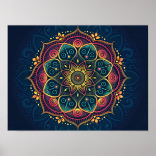 Poster Mandala Digital Itrata: Um Caleidoscópio de Cor