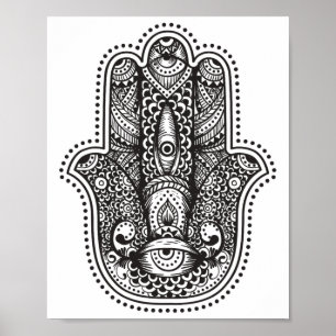 Poster Mandalá do Olho no Estilo Mão de Fátima