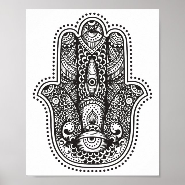 Poster Mandalá do Olho no Estilo Mão de Fátima (Frente)