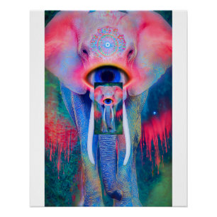 Pôster Mandala do Terceiro Olho do Elefante Místico