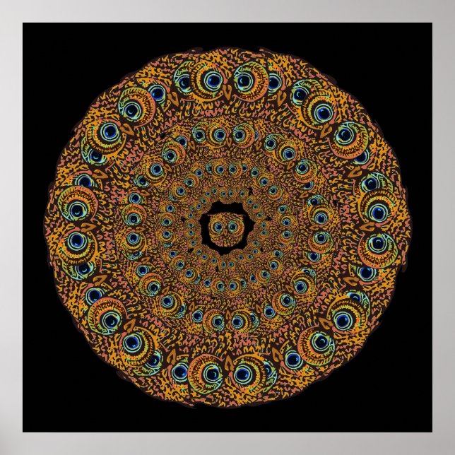 Poster mandala dos olhos da coruja (Frente)
