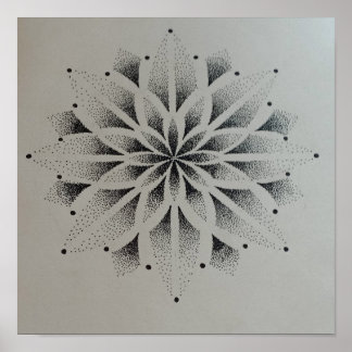Poster mandala dotwork modern zwart wit strak