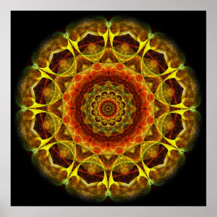 Poster Mandala Dourado do botão