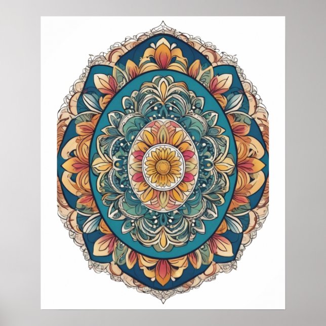 Poster Mandala Egg - Intrate Boho Floral Design (Frente)
