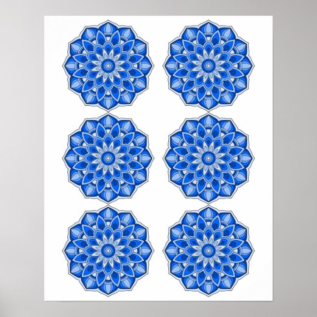 Poster Mandala em azul (Frente)