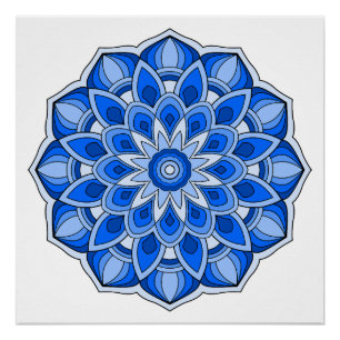 Pôster Mandala em azul