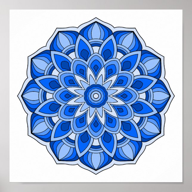 Poster Mandala em azul (Frente)