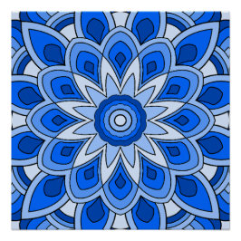 Pôster Mandala em azul