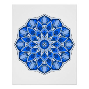 Pôster Mandala em azul