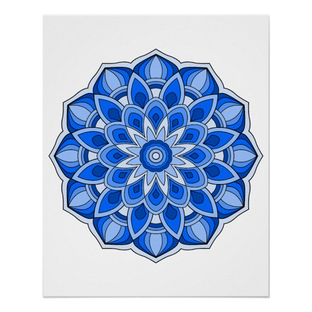 Pôster Mandala em azul (Frente)